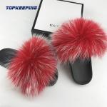 EUR36 - 41 Outdoor Womens Fluffy Faux Fur Slides