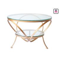 Buy cheap Glass Coffee Table Gold Frame , Modern Round Glass Coffee Table For Bar / Hotel product