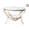 Buy cheap Glass Coffee Table Gold Frame , Modern Round Glass Coffee Table For Bar / Hotel from wholesalers