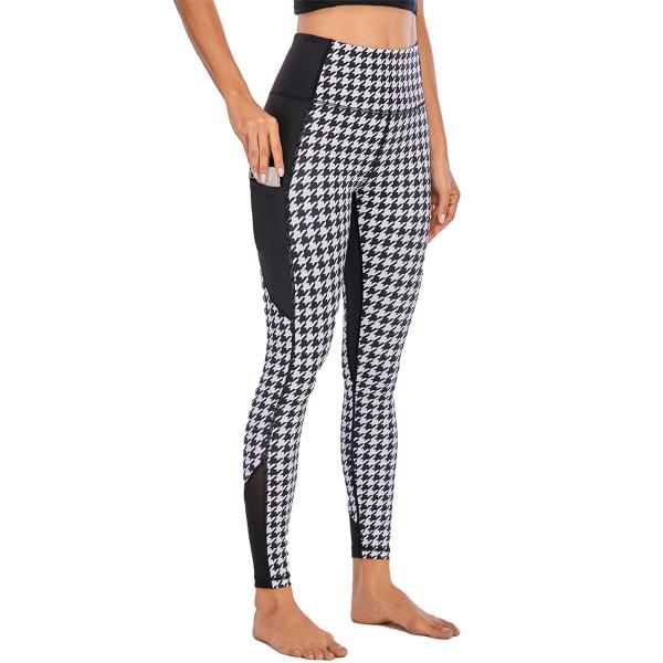 Buy cheap Black Splice Houndstooth Workout Leggings 280g Body Shaping Yoga Pants from wholesalers