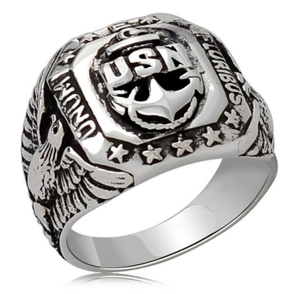 Buy cheap Men Sterling Silver Ring Punk Eagle US Army Military Band Ring (024441W) from wholesalers