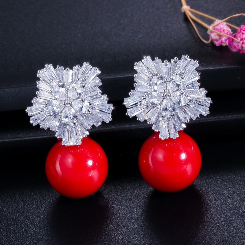 Women's Jewelry Set Wedding Party Water drop Red CZ Crystal Necklace Earrings Bracelet Ring High Quality Indian Gold Jew