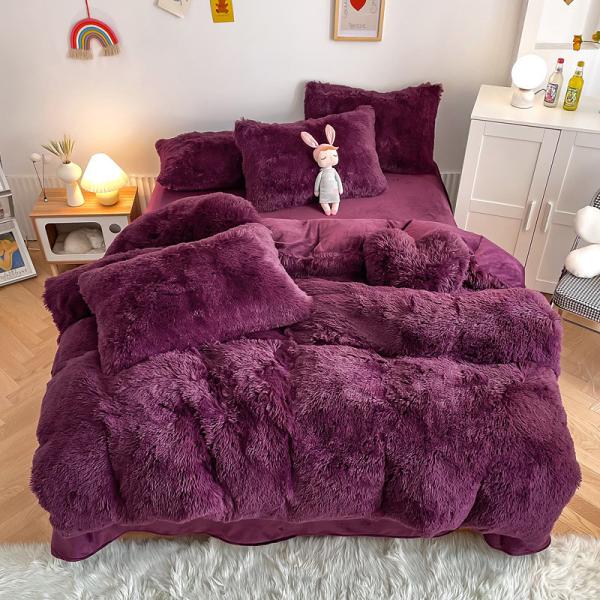 Buy cheap 200TC Thread Count Purple Color Luxury Shaggy Warm Mink Velvet Bedding Set for Winter from wholesalers