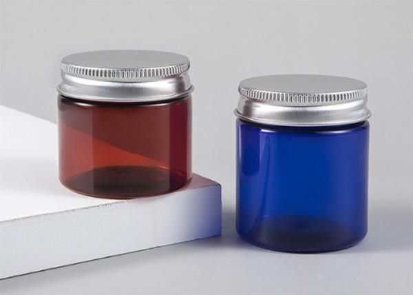 Buy cheap Amber Blue Green Color Transparent PET Plastic Jar With Sliver Aluminum Cap from wholesalers
