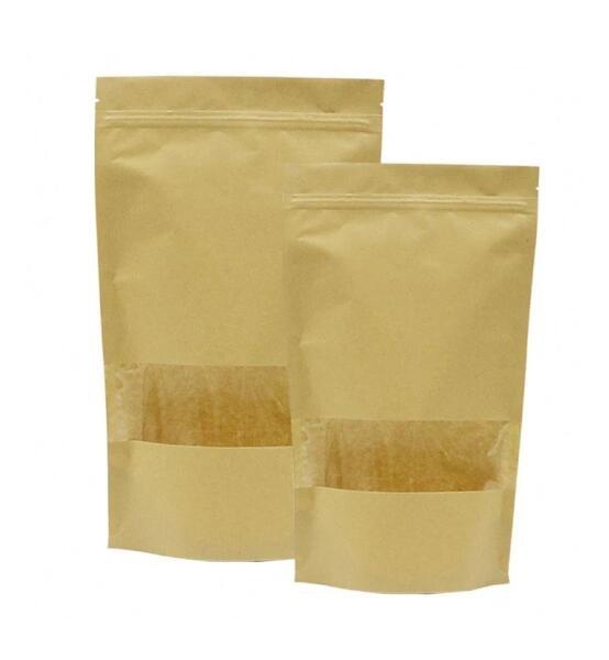 Buy cheap Matte Clear Window recycled kraft paper bags with bottom gusset for food from wholesalers