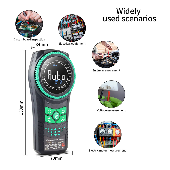Kaemeasu 10D Smart Rotary Knob Multimeter Voltage Meters Detector Multimetro Smart Multimeter Digital Multimeters