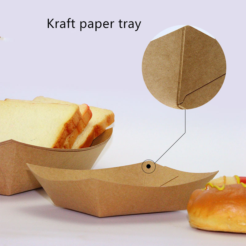 100 280 530ml Kraft Paper Boat Container For Chicken Rice Flower