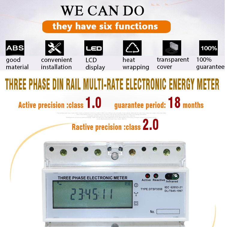 Three Phase Din Rail Small Power Meter Digital Electric Meter