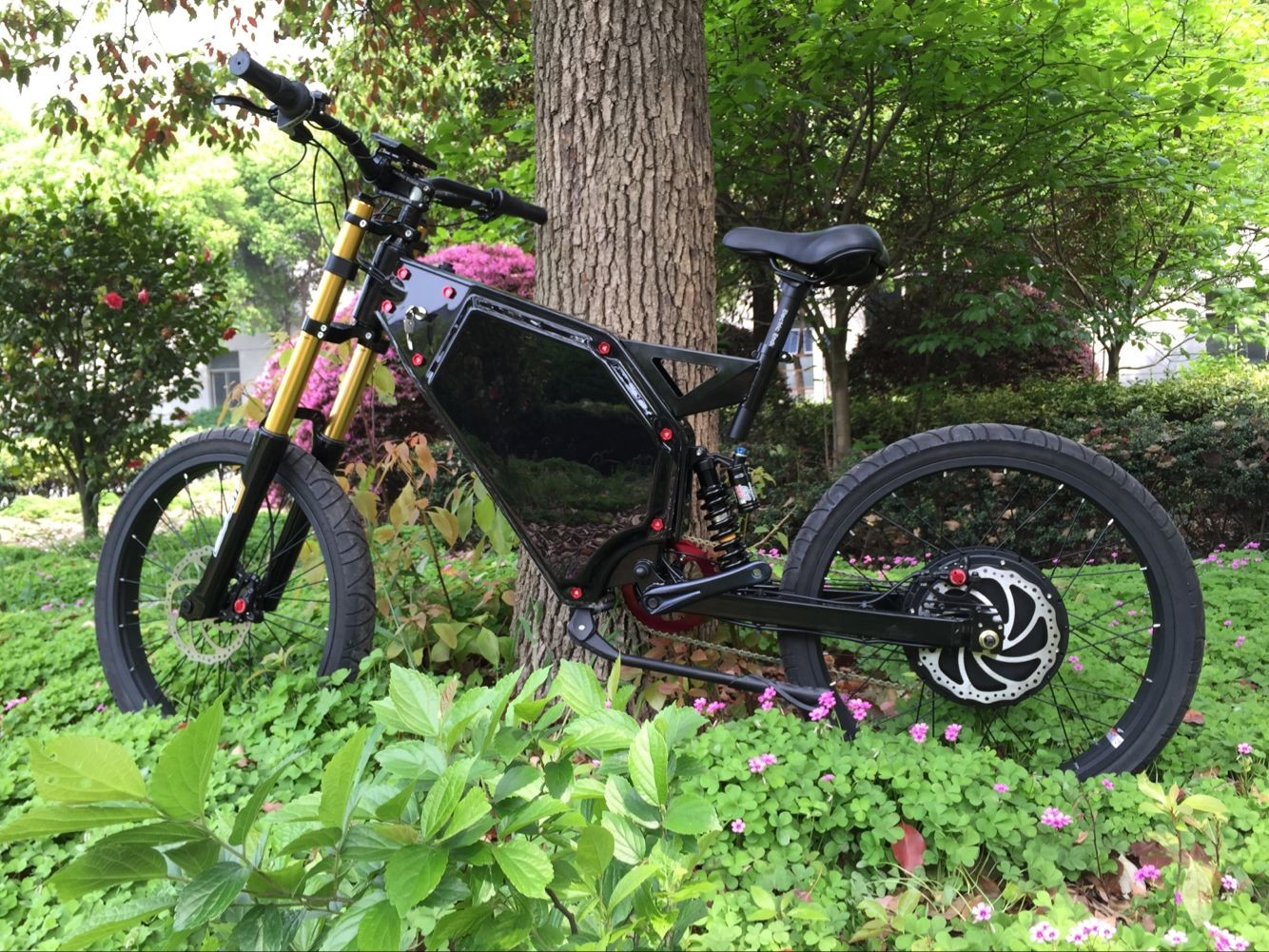 Fast Full Suspension Powerful Electric Bike 1500w / Electric Powered Mountain Bike With 48v Samsung Lithium Battery