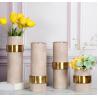 Buy cheap Wholesale Decorative Flower Vases Gold Plated with Marble Cylinder Flower Pot Set from wholesalers