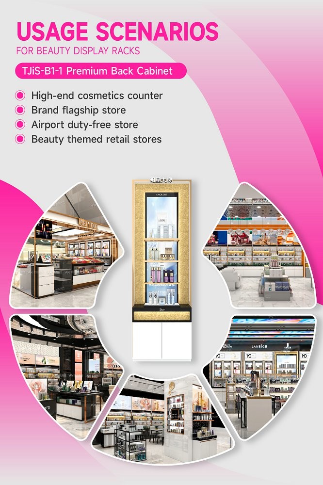 TJiS-B1-1 Multi-Directional Lighting System Skincare Display Cabinet for Airports