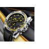 Buy cheap Chronograph Mens Stainless Steel Watches Leather Strap 50m Water Resistant from wholesalers