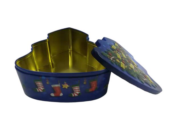 Buy cheap Christmas Tree Shape Cookie Tin Box Glossy Finish Holiday Cookie Tin from wholesalers