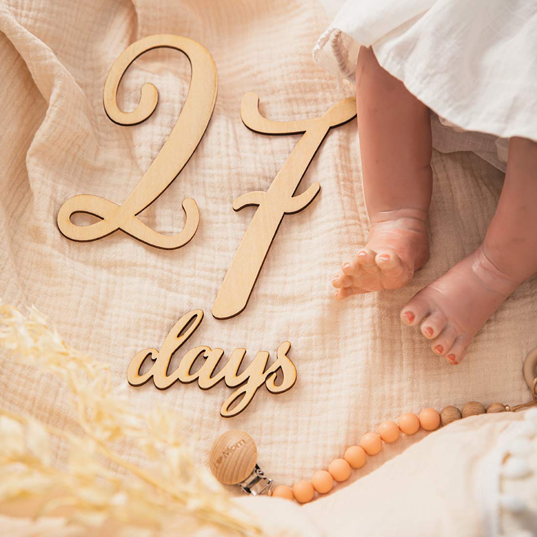 Reusable Baby Wooden Milestone Blocks Newborn 2 Month Old Milestones