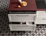 Modern Stylish Melamine Kitchen Cabinets Red And White Customized