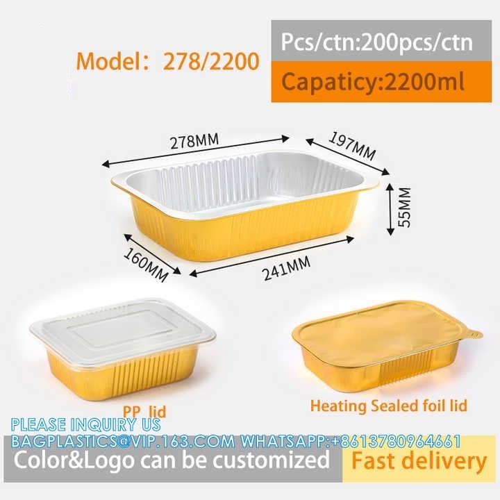 200ml Length 166MM, Sturdy Aluminum Foil Pans With Lids For Cooking, Baking, Reheating, Freezer, Oven, Recyclable