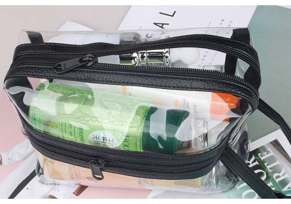 Water Resistant Zipper Transparent Mens Shaving Bag For Travel