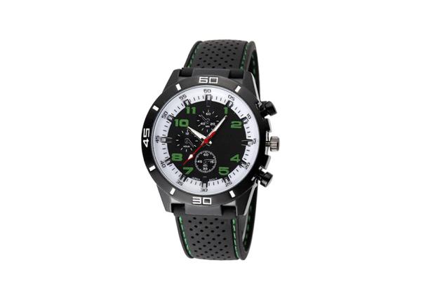 Buy cheap Silicone Strap Stainless Steel Chronograph Watch Black 100 M Water Resistant from wholesalers