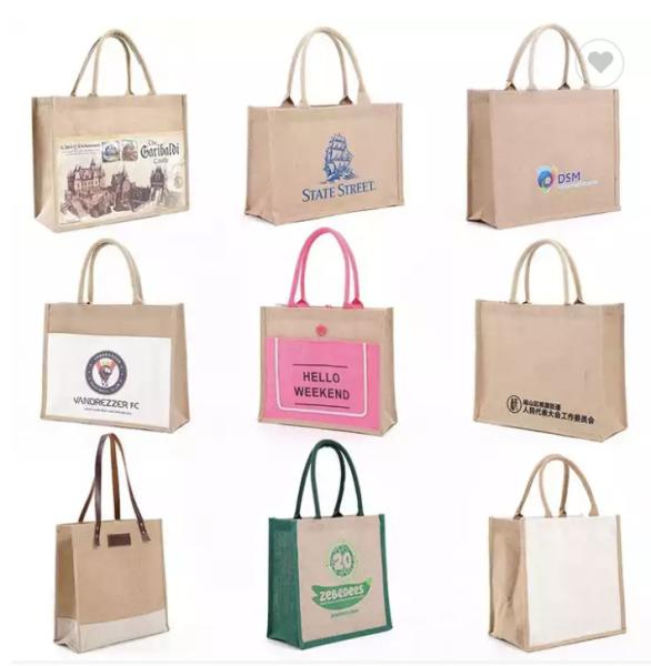 Buy cheap Silk Screen Plain Shopper Shopping Bag Customized Handmade Gift Beach Hemp Jute Bags from wholesalers