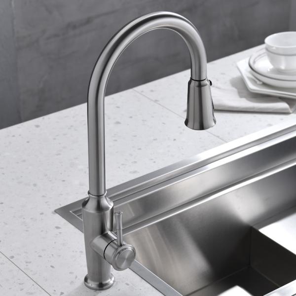 Buy cheap High Arch One Touch Kitchen Faucet Anti Clogging Nozzle Kitchen Pull Out Tap from wholesalers