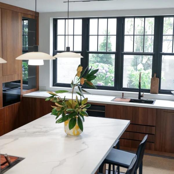 Buy cheap Custom Matt Modern Island Designs Storage Wood Grain Kitchen Cabinet For Villa from wholesalers