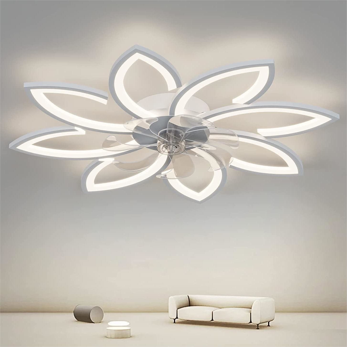 Fashion Art Multi-head Petal Inverter Bedroom Fan Light Scandinavian Minimalist Pop Living Room Fan Light