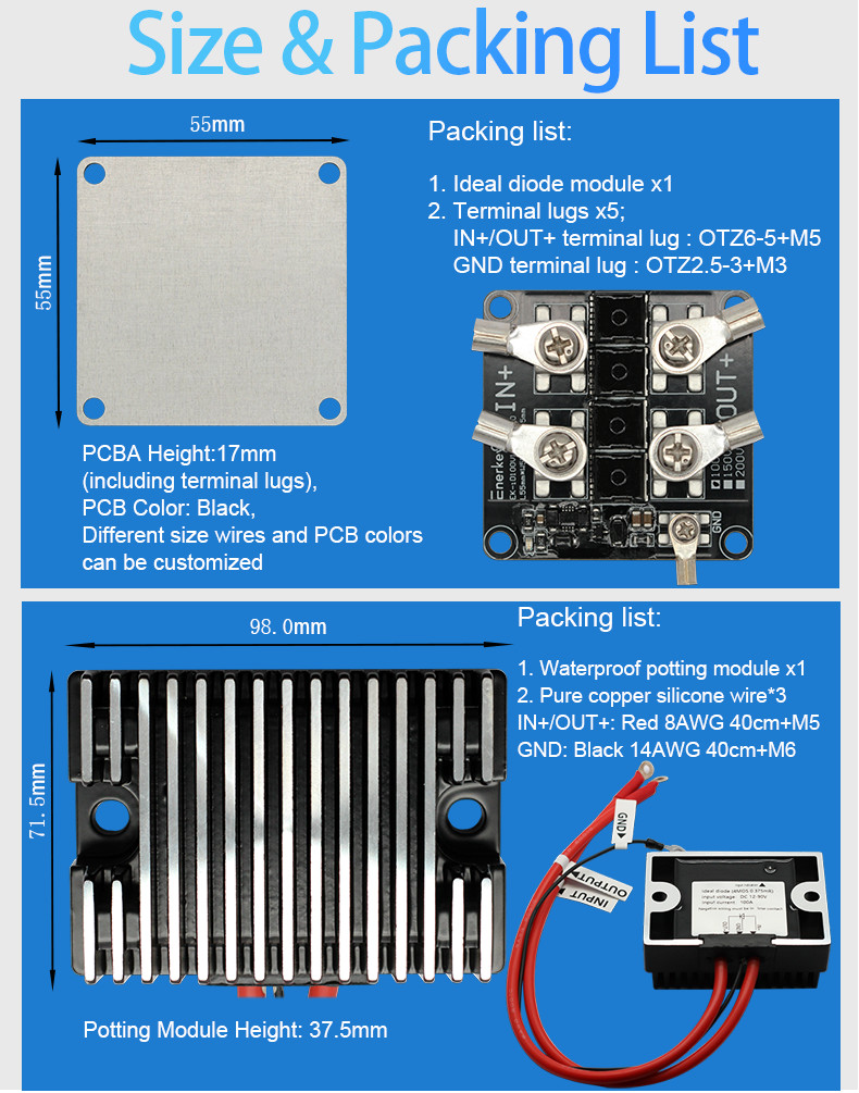 100A 100V 150V 200V Ideal Diode Module For Photovoltaic Solar Base Station