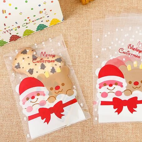 CUSTOM DESIGN CANDY BAGS WITH GOLDEN TWIST TIES CLEAR PLASTIC TREAT BAGS FOR COOKIE CANDY SNACK WRAPPING