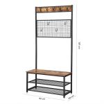 Industrial Hallway Coat Rack Furniture, Coat Stand with Shoe Bench, Coat Stand,
