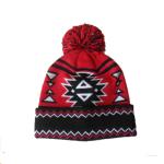62cm Knitted Pom Beanie Hat Acrylic Cuff Knitted Jacquard Beanie Caps