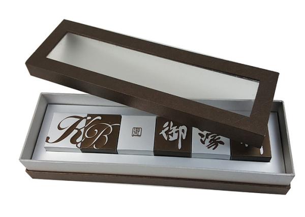 PVC Transparent Lid Brown Color Cardboard Material Bottom Logo Color Printing