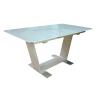Buy cheap White Painted Tempered Glass Dining Table 2.2 Meter Stainless Base from wholesalers