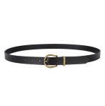 Adjustable Length 2.3cm Women's Fashion Leather Belts Metal Loop Old Gold