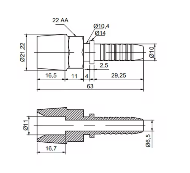 NXF 1'' x 1'' Food Grade Hydraulic Nipple Main Application Steelmaking Industry with Grinding Polished Surface