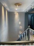 Luxury Crystal Chandelier For Staircase Gold Black Home drop light circle led
