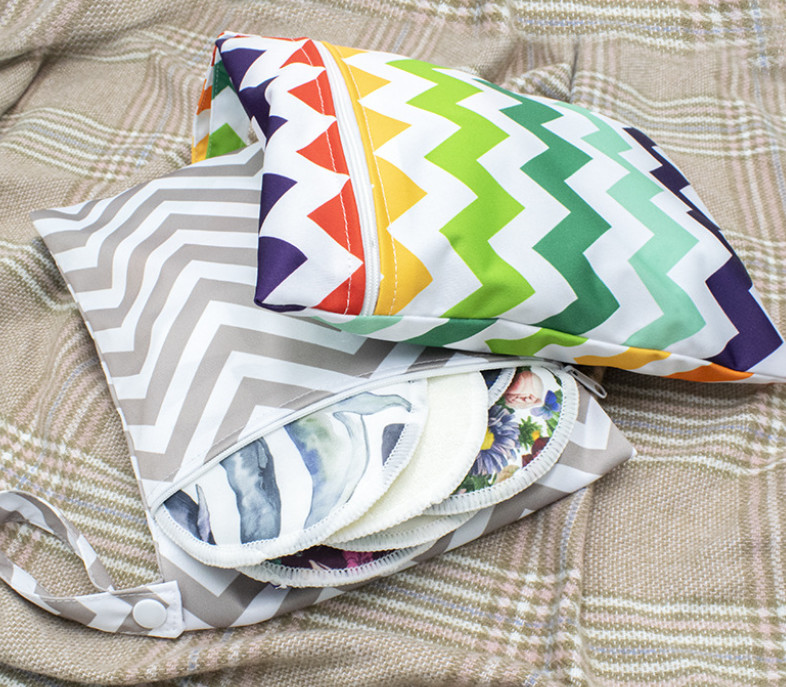 20x25cm Organic Cotton Reusable Sanitary Pads Diaper Menstrual Bag Portable Mommy Bag Zipper