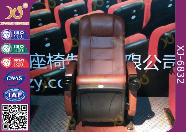 Buy cheap Steel Legs Floor Mounted Movie Leather Movie Theater Chairs With Drink Holder from wholesalers