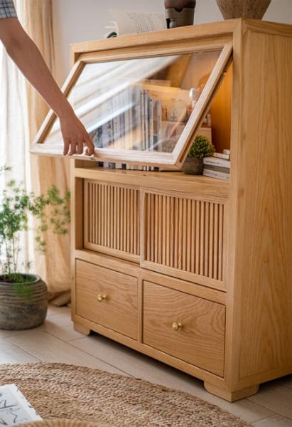 Buy cheap 980mm High Hotel Wooden Storage Lockers Nordic Vintage Ash Wood With Glass Door from wholesalers