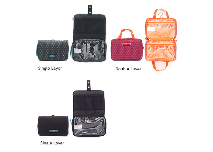 Folding Suspensible Mens Toiletry Bag Double Layer Design PVC Material