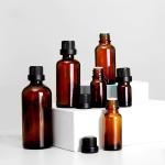 Senior PAK OEM/ODM Acceptable Amber Glass Essential Oil Bottle with Plastic Lid