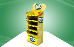 China Yellow CMYK Offset Printing POS Cardboard Display Stands With Five Shelf For Food on sale