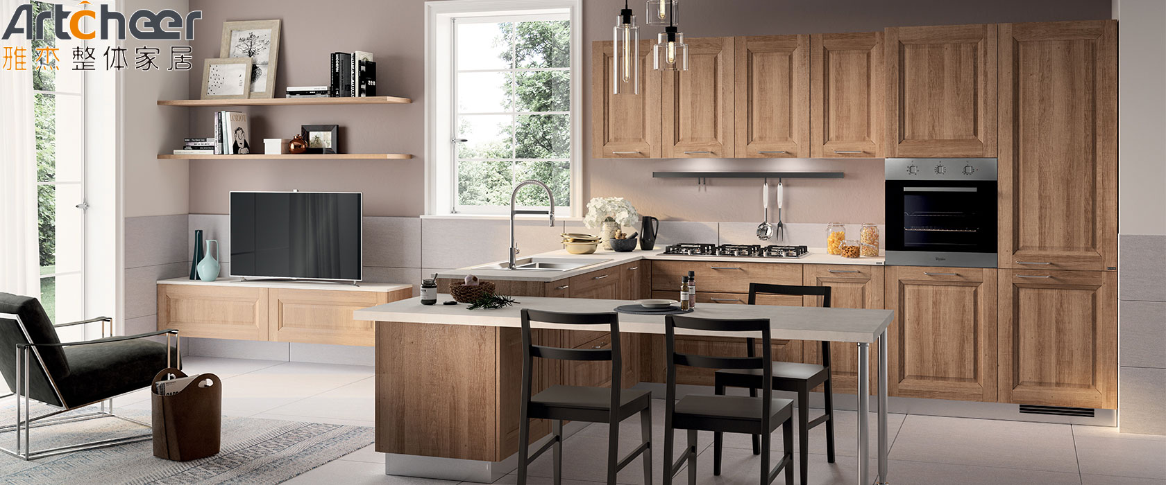 Durable Designer Solid Wood Melamine Kitchen Cabinet Italian Design for Modern Homes