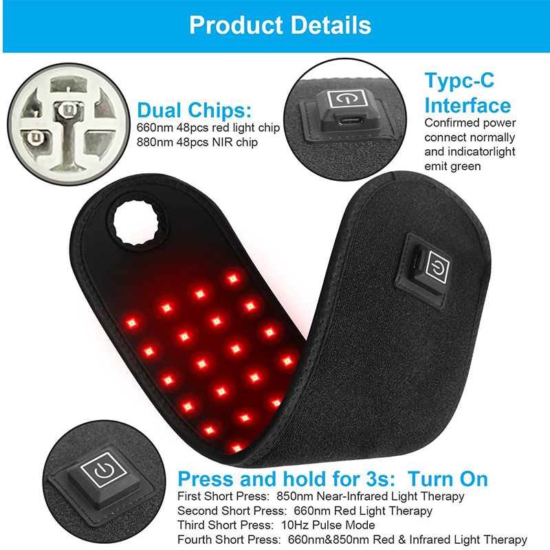 48Pcs 660nm & 850nm LED Near Infrared for Home Red Light Therapy Device Near Infrared Light Therapy Belt