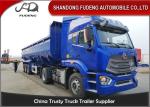 Transport Sand Stone Coal Dump Trailer Truck 3 Axles 80 Tons In Blue And Red