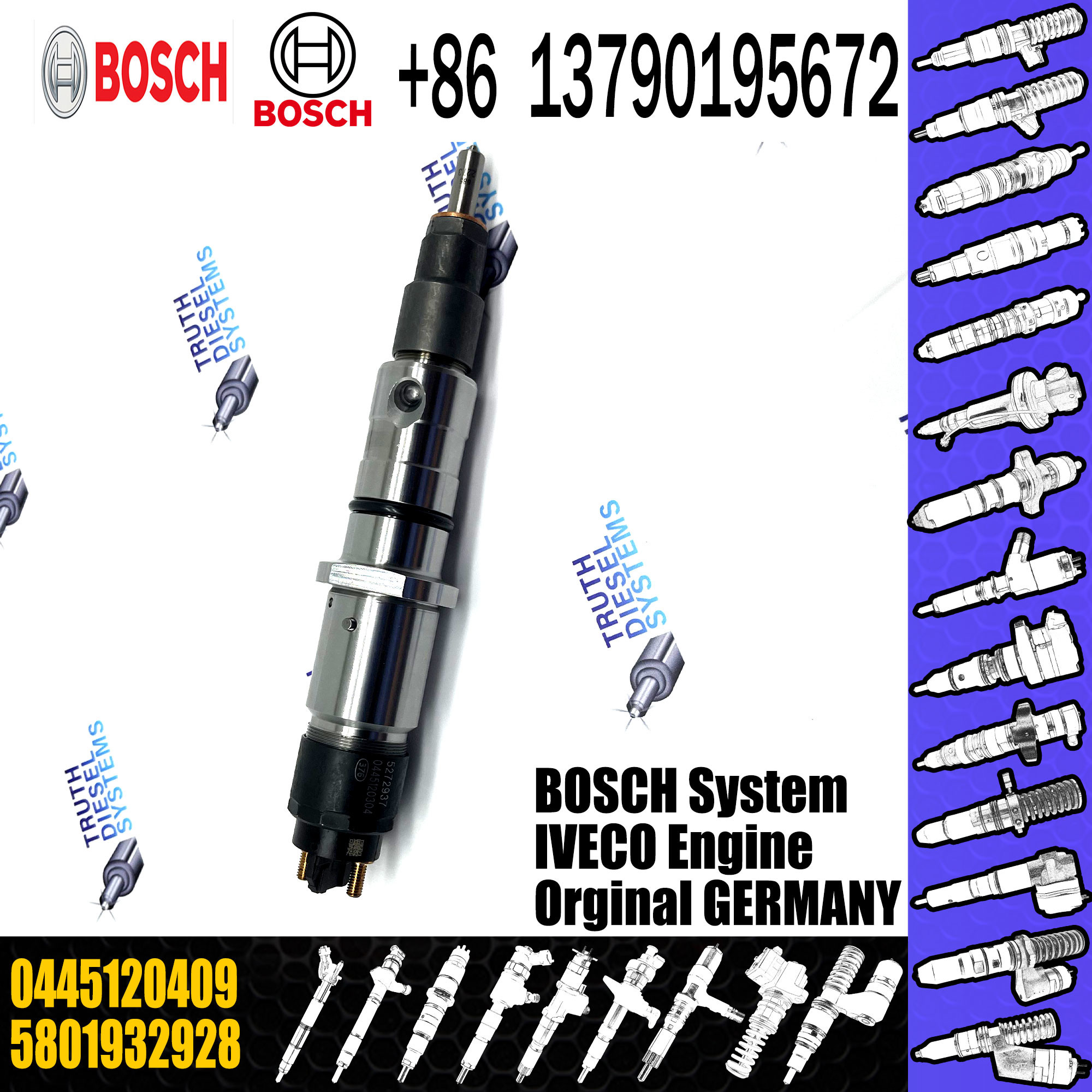 High quality diesel nozzle assembly pump injector 5801932928 0445 120 409 0445120409 for common rail system