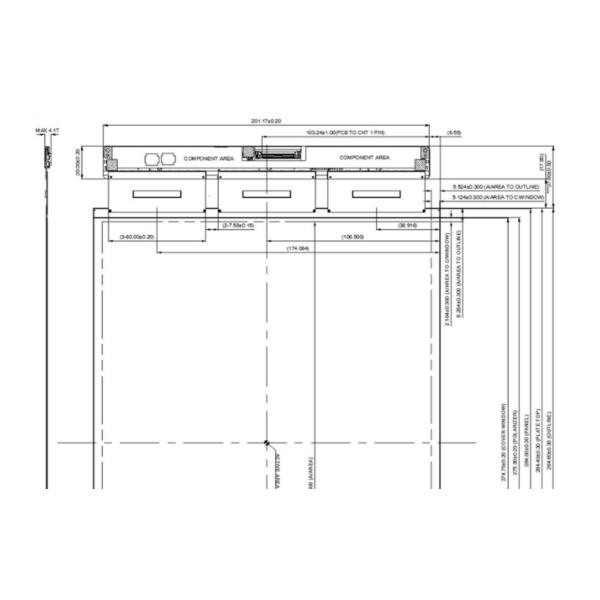 OLED display pin definition and technical drawing