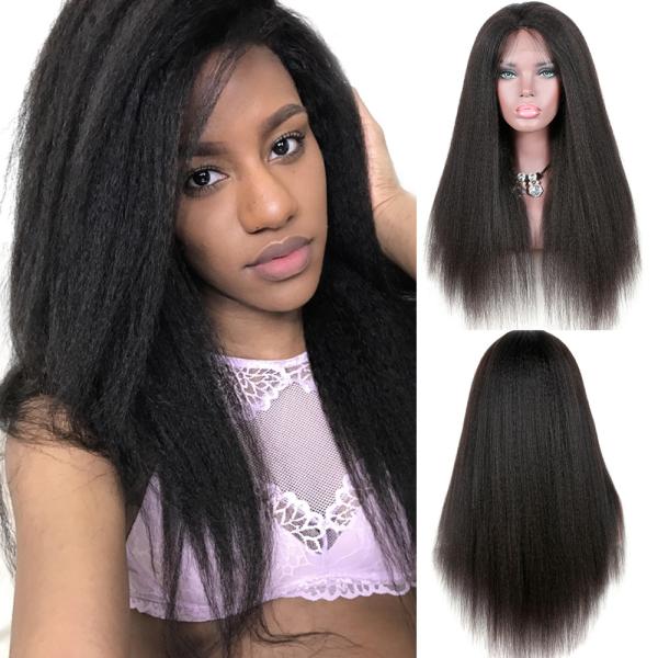 Buy cheap Yaki Kinky Straight Full Lace Wigs Human Hair No Chemical No Tangle from wholesalers