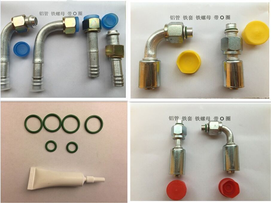 #6 #8 #10 #12 Al joint with Al jacket R12 high & low pressure valve( Female Flare) / auto air conditioning hose fitting
