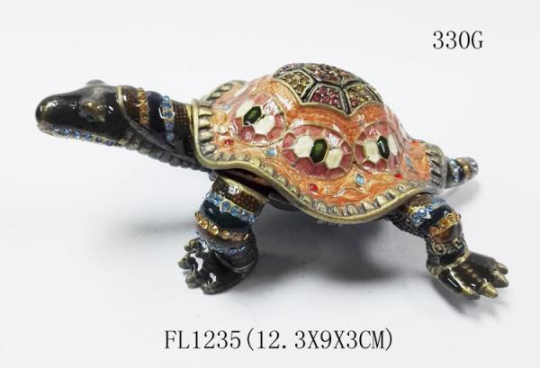 Classical turtle metal jewelry box diamond jewelry box ring box painted dressing