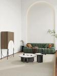 Knitted Modern Fabric Sofa Set Ergonomic Cloth Green 3 Seater Fabric Sofa
